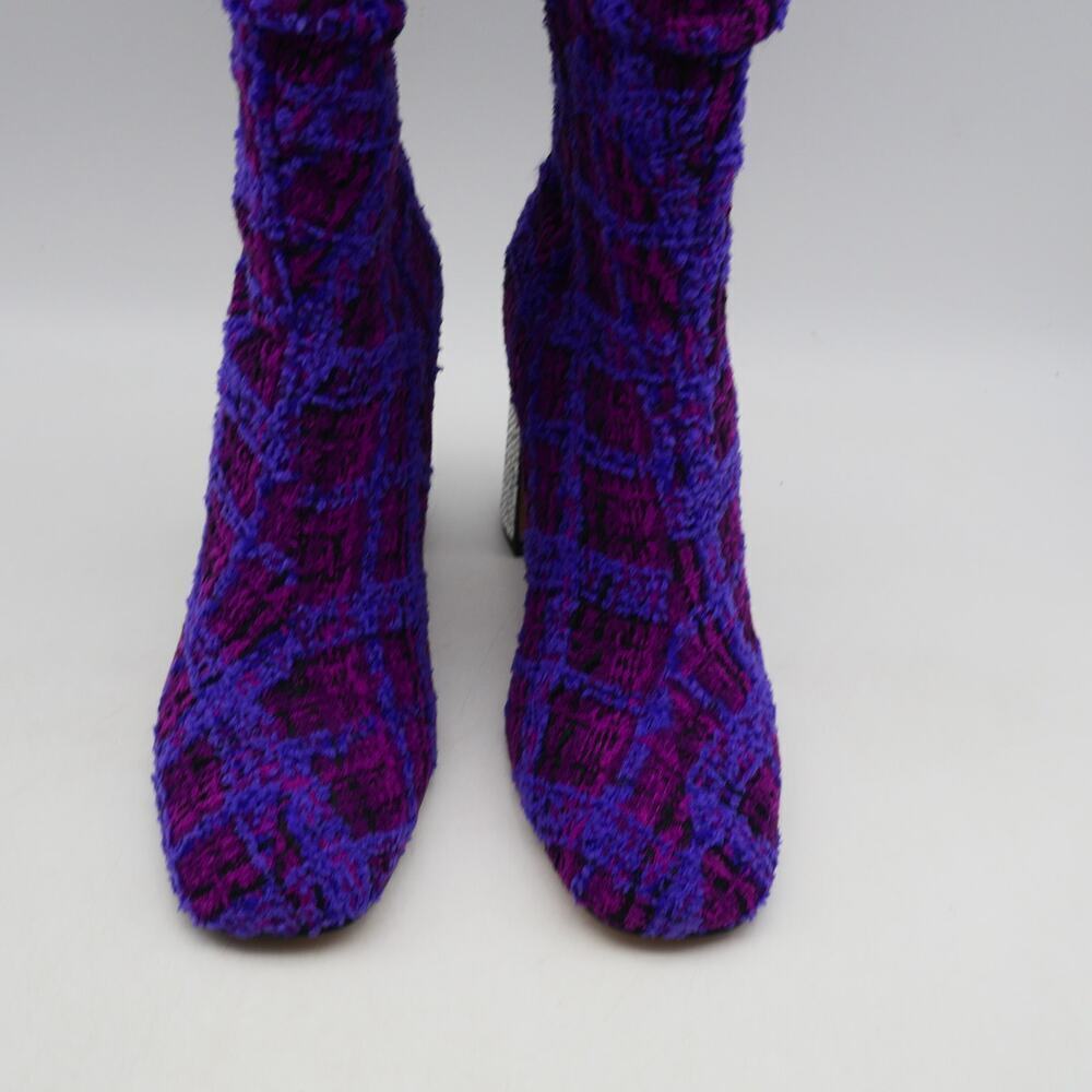 NEW Betsey Johnson Women's 6 Declaan Tall Boots Purple Tweed Rhinestone Heels - Picture 7 of 13